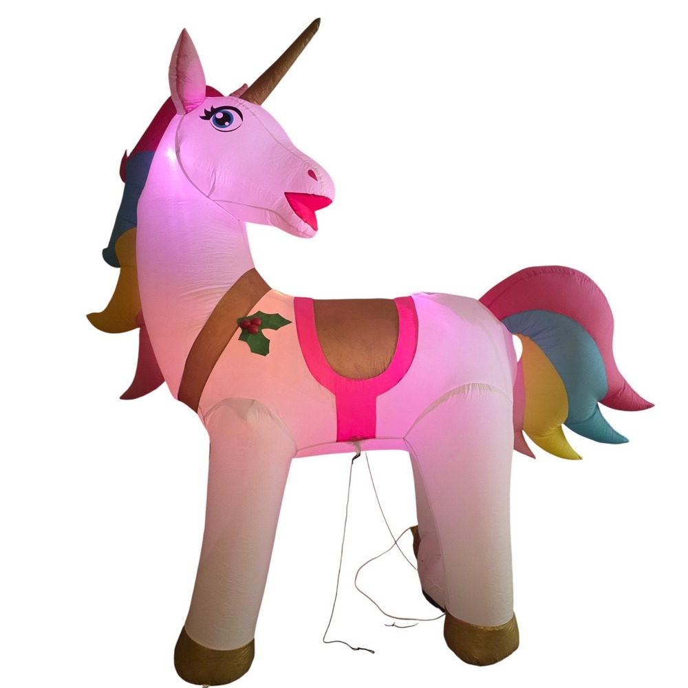 Home Accents Holiday 7ft Color Changing LED Unicorn Airblown Inflatable Tested